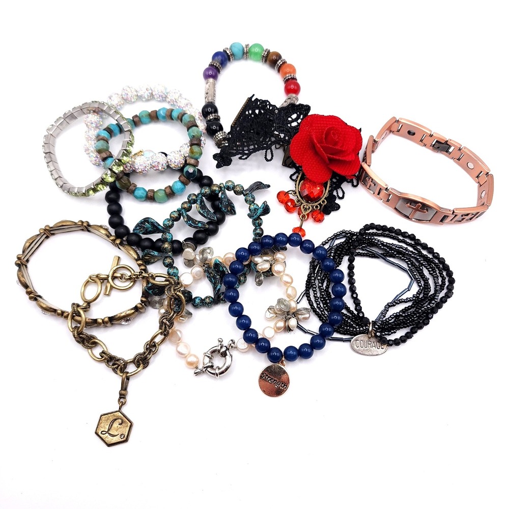 Mixed Bracelet Lot Beaded Cuff Bundle